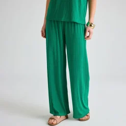 Best Ladies Emerald Plisse Ribbed Trouser Women Plissé | Plissé