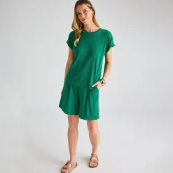 Clearance Ladies Emerald Ribbed Plisse Top Women Plissé | Plissé