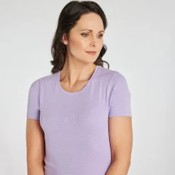 Outlet Ladies Essential Crew Neck Tee Lavender Women Basics