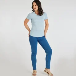 Hot Ladies Essential Crew Neck Tee Light Blue Women Basics