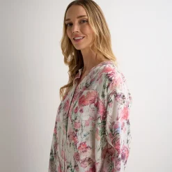 New Ladies Fuchsia Printed Crinkle Shirt Women Shirts & Blouses