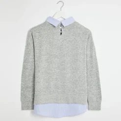Hot Ladies Jumper With Shirt Insert Women Knitwear | Knitwear