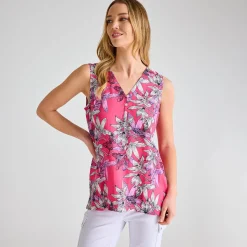 Clearance Ladies Hot Palm Printed V-neck T-shirt Women Tops