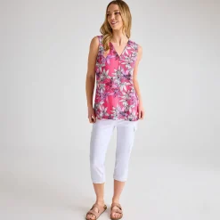 Clearance Ladies Hot Palm Printed V-neck T-shirt Women Tops