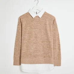 Outlet Ladies Jumper With Shirt Insert Women Knitwear | Knitwear