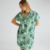 Clearance Ladies Mix Linen Printed Pocket Dress Women Linen | Dresses