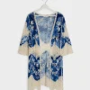 Discount Ladies Leaf Embroidery Crochet Kimono Women Shirts & Blouses