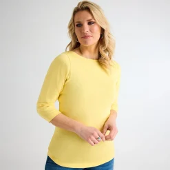 Best Ladies Lemon Drop 3/4 Sleeve Slash Neck Top Women Basics | Longsleeves