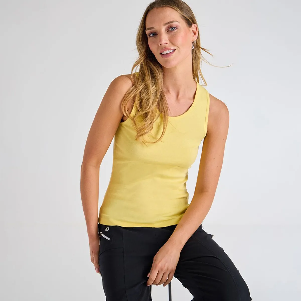 New Ladies Lemon Drop Crew Neck Vest Women Basics | Vests