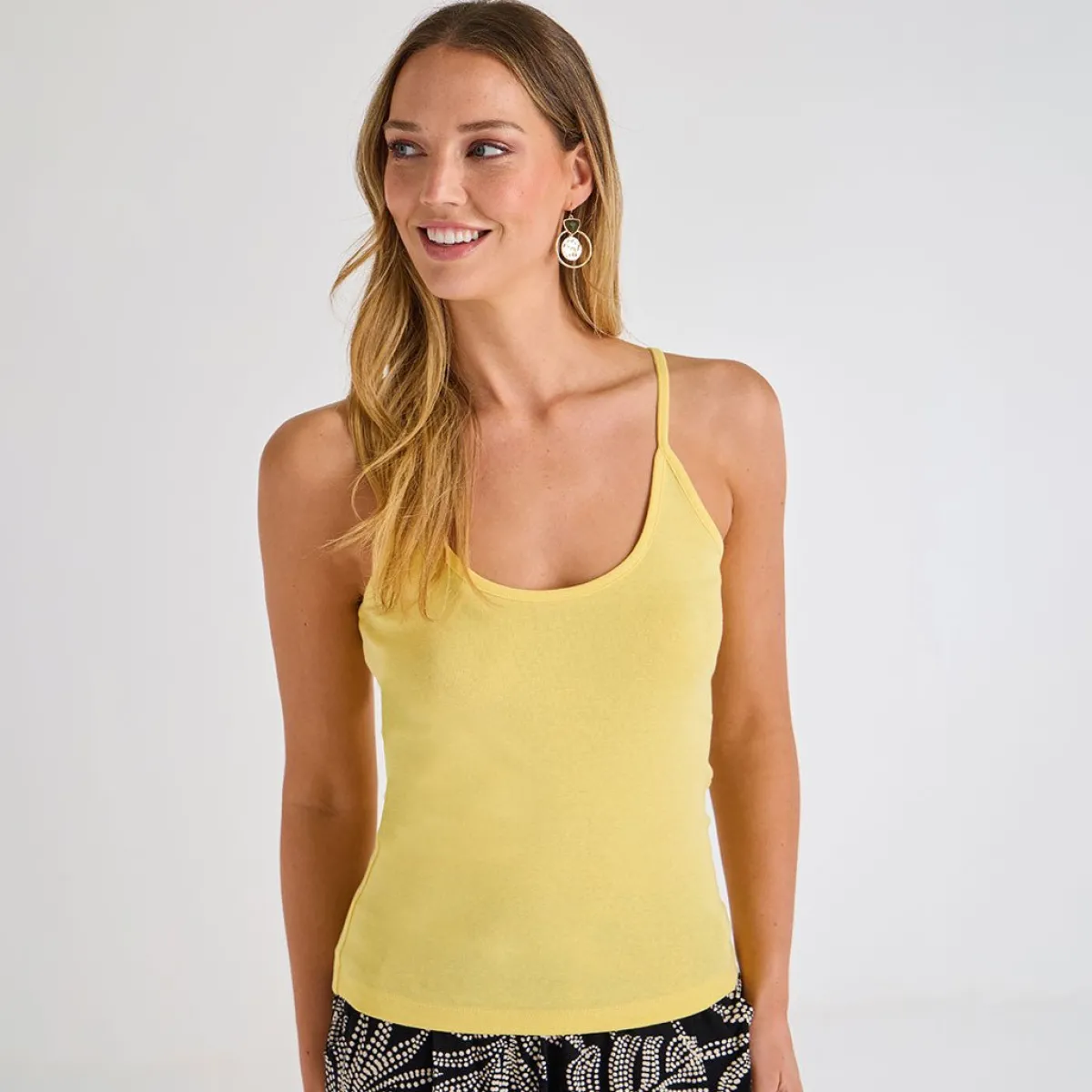 Hot Ladies Lemon Drop Strappy Vest Women Basics | Vests