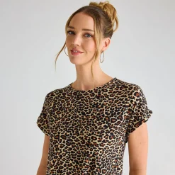 Hot Ladies Leopard Crew Neck Dress Women Dresses | Dresses