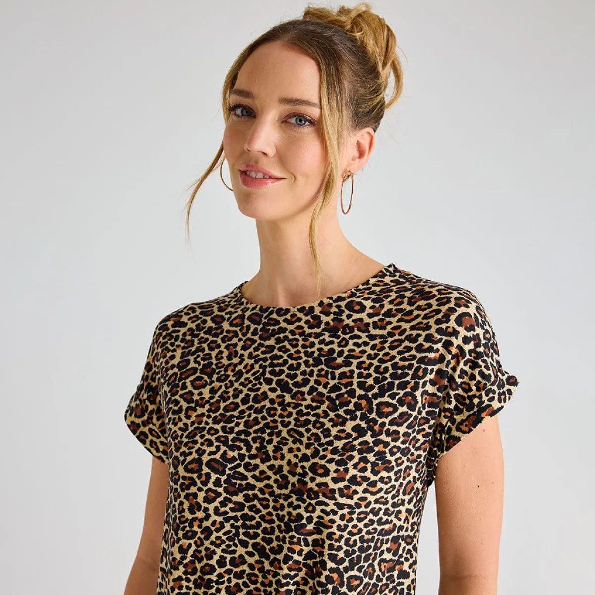 Hot Ladies Leopard Crew Neck Dress Women Dresses | Dresses
