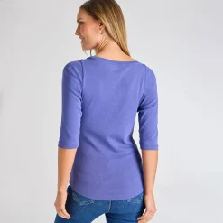 Clearance Ladies Marlin 3/4 Sleeve Slash Neck Top Women Basics | Longsleeves
