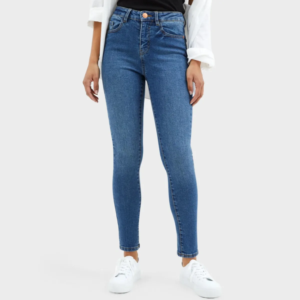Online Ladies Mid Rise Skinny Jeans Women Jeans