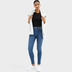 Online Ladies Mid Rise Skinny Jeans Women Jeans