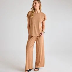 Discount Ladies Mushroom Plisse Ribbed Trouser Women Plissé | Plissé
