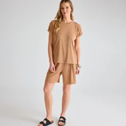 Clearance Ladies Mushroom Plisse Ribbed Shorts Women Plissé | Plissé