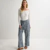 Clearance Ladies Flower Printed Linen Trousers Women Trousers | Linen