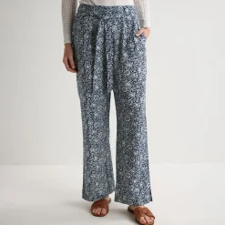 Clearance Ladies Flower Printed Linen Trousers Women Trousers | Linen