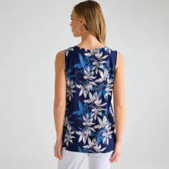 Outlet Ladies Palm Printed V-neck T-shirt Women Tops
