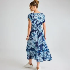 Sale Ladies Printed V Neck Crinkle Dress Women Dresses | Dresses