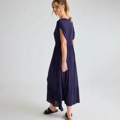 Outlet Ladies V Neck Crinkle Dress Women Dresses | Dresses
