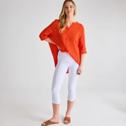 Outlet Ladies Crinkle Button Through Shirt Women Shirts & Blouses