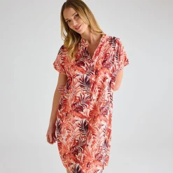 Outlet Ladies Mix Linen Printed Pocket Dress Women Linen | Dresses