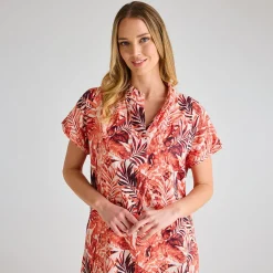 Outlet Ladies Mix Linen Printed Pocket Dress Women Linen | Dresses
