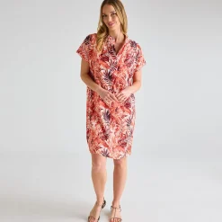 Outlet Ladies Mix Linen Printed Pocket Dress Women Linen | Dresses