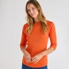 Hot Ladies ade 3/4 Sleeve Slash Neck Top Women Basics | Longsleeves