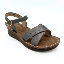 Online Ladies Pewter Strap Sandal Women Footwear