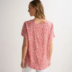 Fashion Ladies Ditsy Printed Viscose Top Women Tops