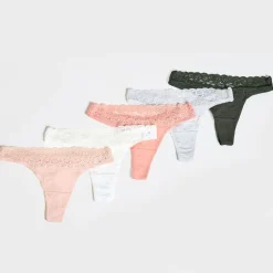 Hot Ladies 5pk Comfort Lace Thongs Women Underwear