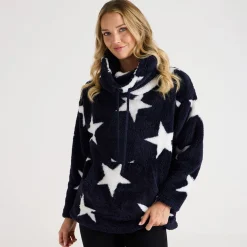 Outlet Ladies Printed Cowl Fleece Women Hoodies & Sweatshirts