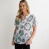 Discount Ladies Printed Crinkle Top Women Shirts & Blouses