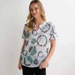 Discount Ladies Printed Crinkle Top Women Shirts & Blouses