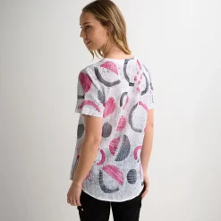 Clearance Ladies Printed Crinkle Top Women Shirts & Blouses