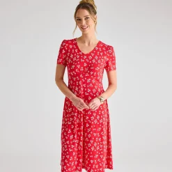 Outlet Ladies Ditsy Floral V-Neck Printed Dress Women Dresses | Dresses