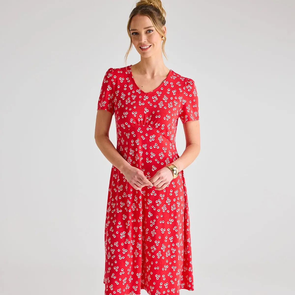 Outlet Ladies Ditsy Floral V-Neck Printed Dress Women Dresses | Dresses