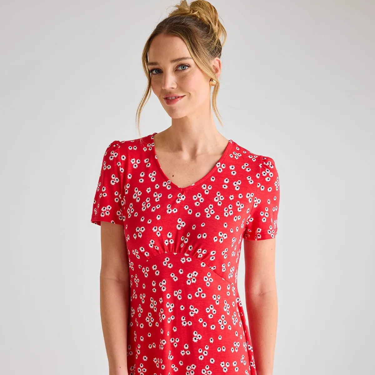 Outlet Ladies Ditsy Floral V-Neck Printed Dress Women Dresses | Dresses