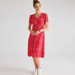 Outlet Ladies Ditsy Floral V-Neck Printed Dress Women Dresses | Dresses