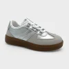 Hot Ladies Silver Contrast Trainer Women Footwear