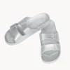 Fashion Ladies Silver Glitter 2 Buckle Slider Women Footwear