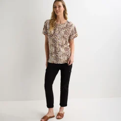 New Ladies Stone Animal Drop Shoulder Top Women Tops