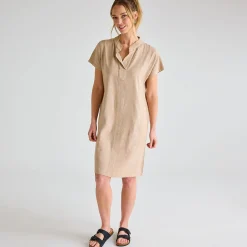 Online Ladies Stone Linen Pocket Dress Women Linen | Dresses