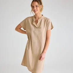 Online Ladies Stone Linen Pocket Dress Women Linen | Dresses
