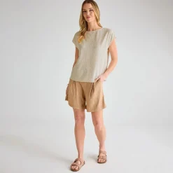 New Ladies Stone Plisse Top Women Plissé | Plissé