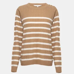 Online Ladies Striped Cable Knitted Jumper Women Hoodies & Sweatshirts