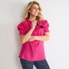 Fashion Ladies Tie Neck Crinkle Top Women Tops